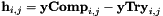 \[{\bf h}_{i,j}={\bf yComp}_{i,j}-{\bf yTry}_{i,j} \]